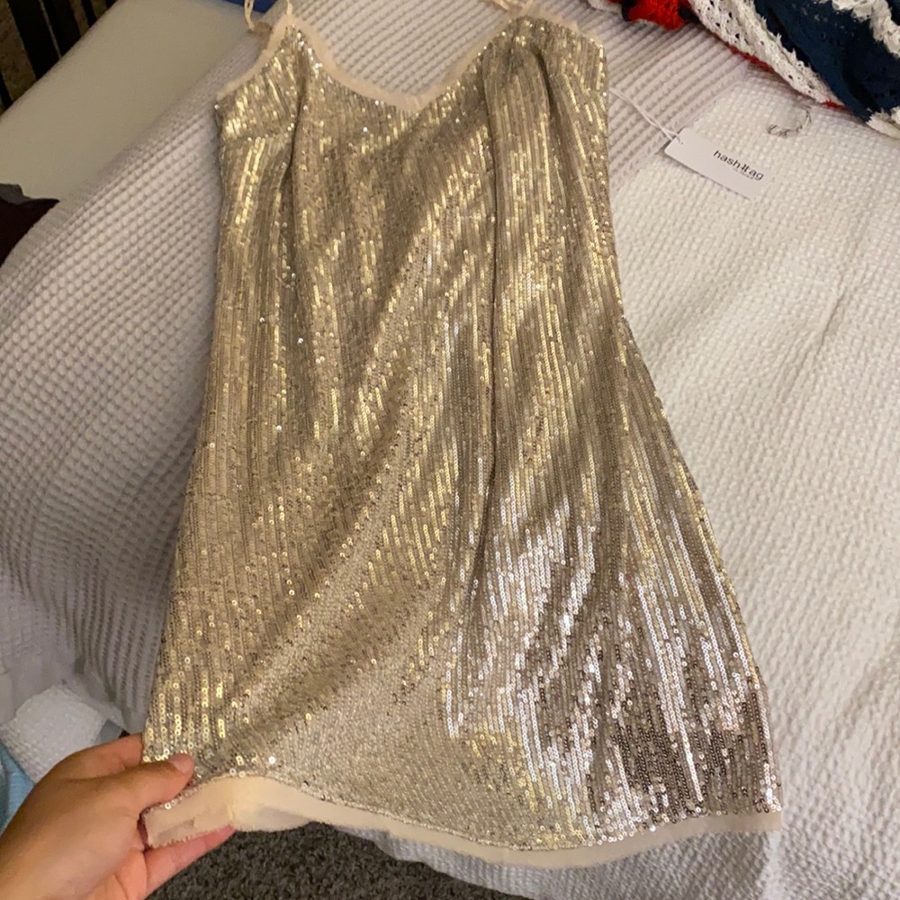 Spaghettini strap sequin dress new with tags